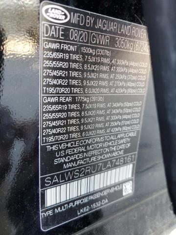 Photo 10 from auction – 2020 LAND ROVER RANGE ROVE with VIN SALWS2RU7LA748161