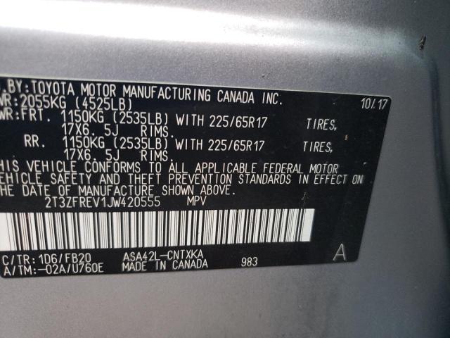 Photo 10 from auction – 2018 TOYOTA RAV4 LE with VIN 2T3ZFREV1JW420555