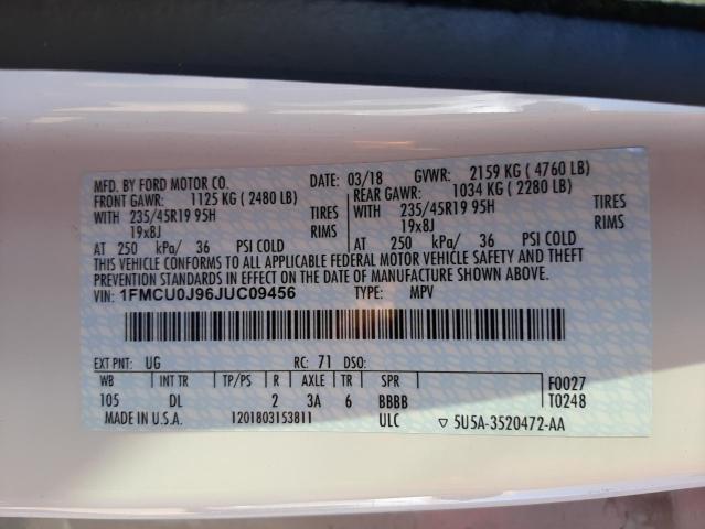 Photo 10 from auction – 2018 FORD ESCAPE TIT with VIN 1FMCU0J96JUC09456