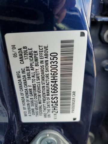 Photo 10 from auction – 2004 HONDA CIVIC LX with VIN 2HGES16664H600350