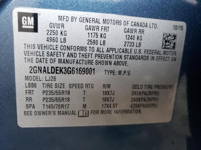 Photo 10 from auction – 2016 CHEVROLET EQUINOX LT with VIN 2GNALDEK3G6169001
