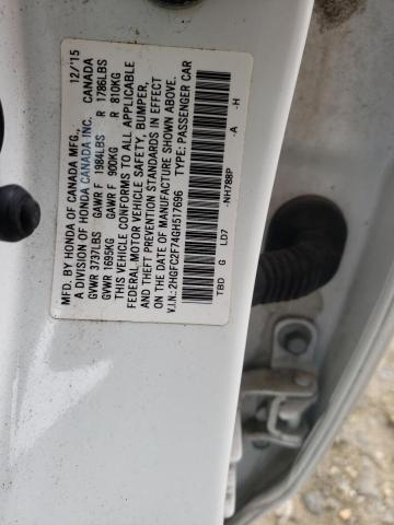 Photo 10 from auction – 2016 HONDA CIVIC EX with VIN 2HGFC2F74GH517696