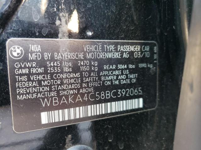 Photo 10 from auction – 2011 BMW 740 I with VIN WBAKA4C58BC392065