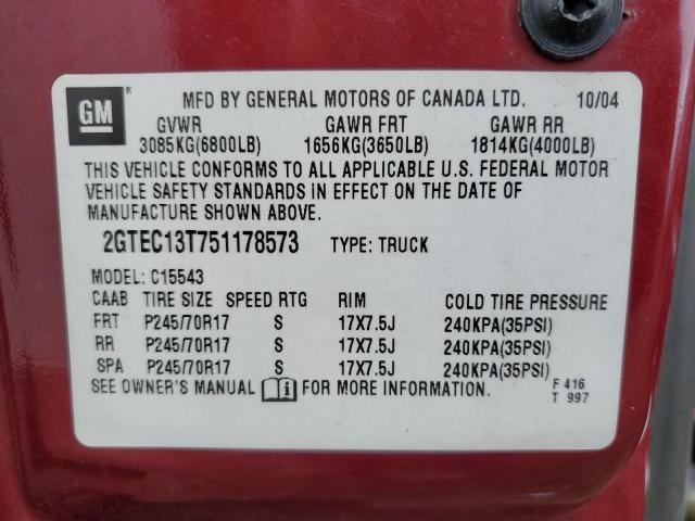 Photo 10 from auction – 2005 GMC NEW SIERRA with VIN 2GTEC13T751178573