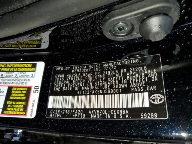 Photo 10 from auction – 2022 TOYOTA CAMRY LE with VIN 4T1C31AK5NU599001