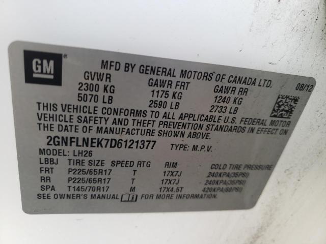 Photo 10 from auction – 2013 CHEVROLET EQUINOX LT with VIN 2GNFLNEK7D6121377