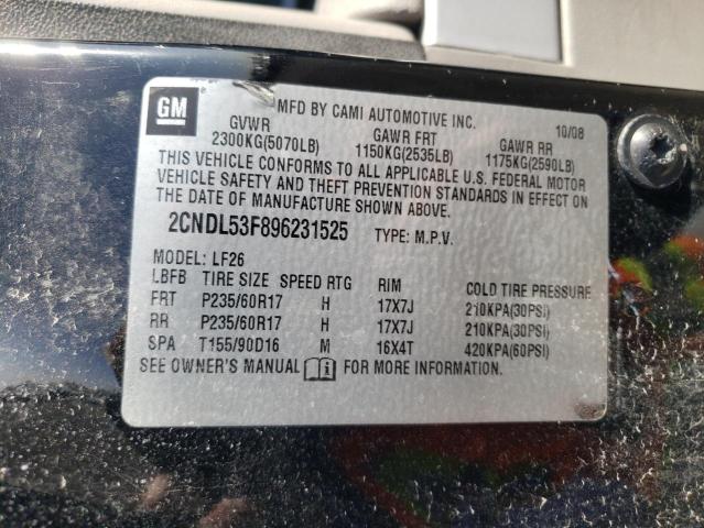 Photo 10 from auction – 2009 CHEVROLET EQUINOX LT with VIN 2CNDL53F896231525