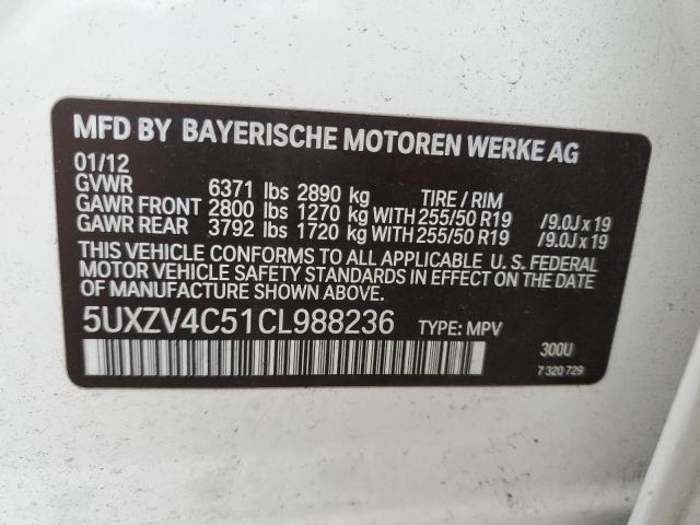 Photo 10 from auction – 2012 BMW X5 XDRIVE3 with VIN 5UXZV4C51CL988236