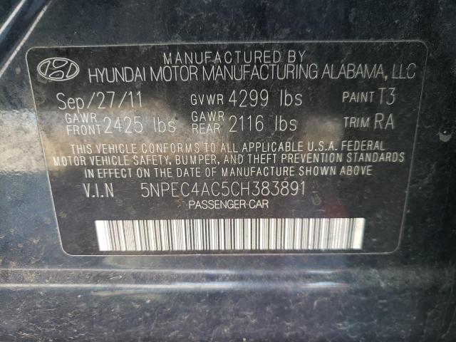 Photo 10 from auction – 2012 HYUNDAI SONATA SE with VIN 5NPEC4AC5CH383891
