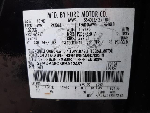 Photo 10 from auction – 2008 FORD EDGE SEL with VIN 2FMDK48C88BA13487