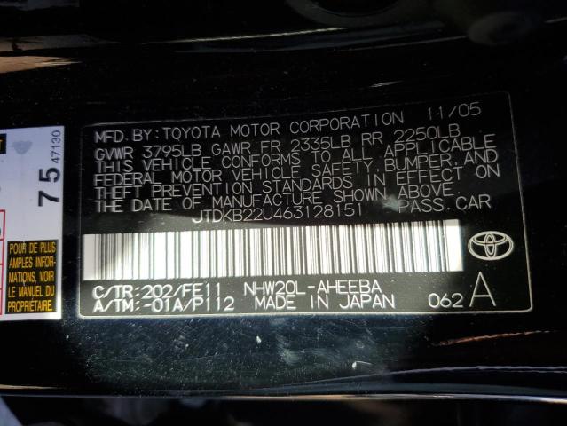 Photo 10 from auction – 2006 TOYOTA PRIUS with VIN JTDKB22U463128151