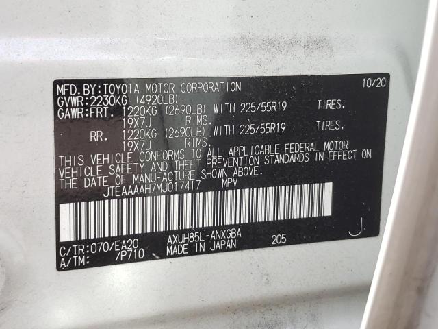 Photo 10 from auction – 2021 TOYOTA VENZA LE with VIN JTEAAAAH7MJ017417
