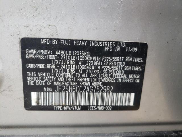 Photo 10 from auction – 2010 SUBARU FORESTER 2 with VIN JF2SH6CC2AG752982