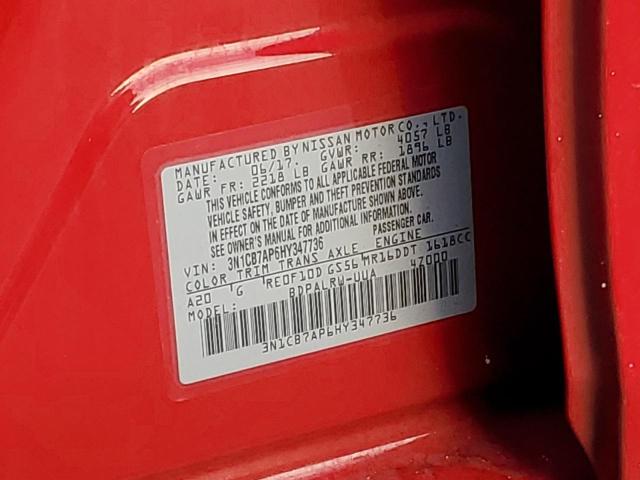 Photo 10 from auction – 2017 NISSAN SENTRA SR with VIN 3N1CB7AP6HY347736