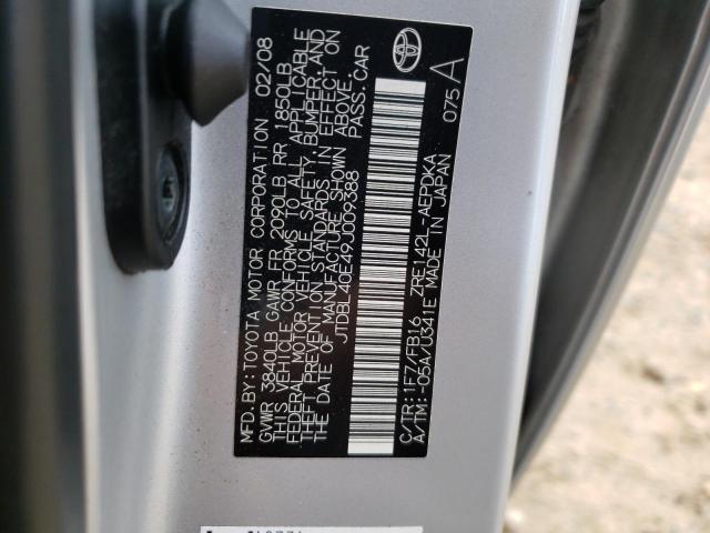 Photo 10 from auction – 2009 TOYOTA COROLLA BA with VIN JTDBL40E49J009388