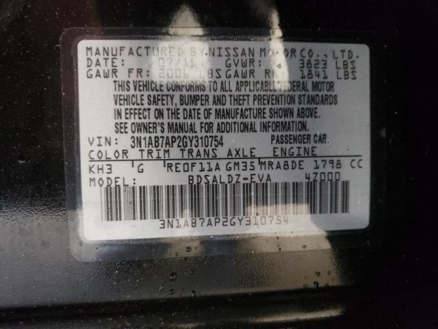 Photo 10 from auction – 2016 NISSAN SENTRA S with VIN 3N1AB7AP2GY310754