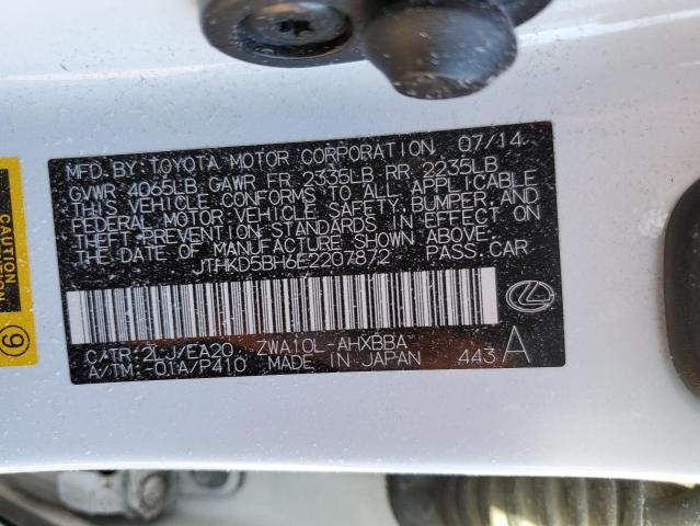 Photo 10 from auction – 2014 LEXUS CT 200 with VIN JTHKD5BH6E2207872