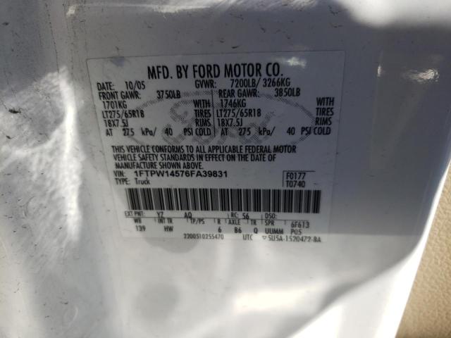 Photo 10 from auction – 2006 FORD F150 SUPER with VIN 1FTPW14576FA39831