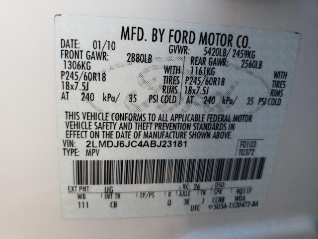 Photo 10 from auction – 2010 LINCOLN MKX with VIN 2LMDJ6JC4ABJ23181