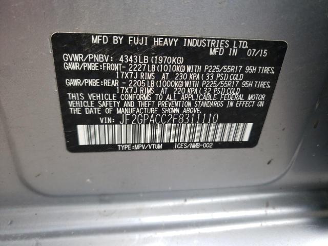 Photo 10 from auction – 2015 SUBARU XV CROSSTR with VIN JF2GPACC2F8311110