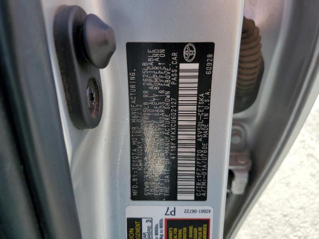 Photo 10 from auction – 2012 TOYOTA CAMRY BASE with VIN 4T1BF1FKXCU602127