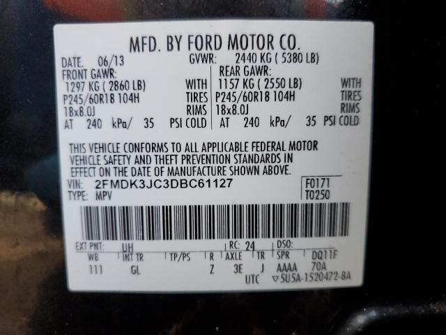 Photo 10 from auction – 2013 FORD EDGE SEL with VIN 2FMDK3JC3DBC61127