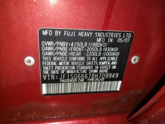 Photo 10 from auction – 2008 SUBARU FORESTER S with VIN JF1SG66678H709949