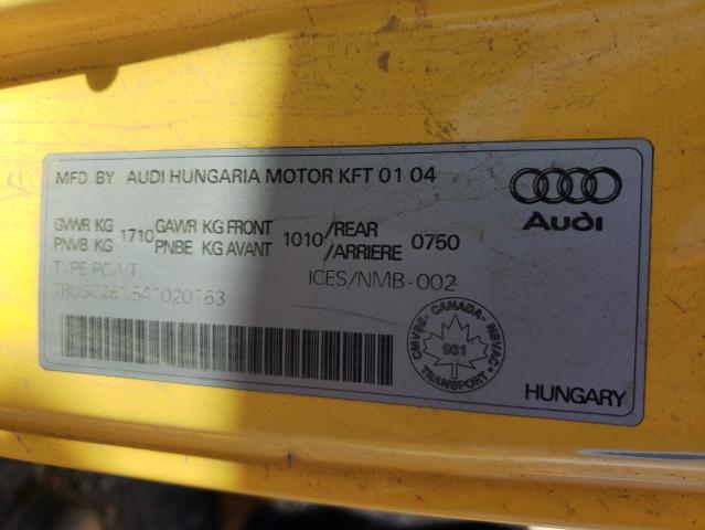 Photo 10 from auction – 2004 AUDI TT with VIN TRUSC28N541020763