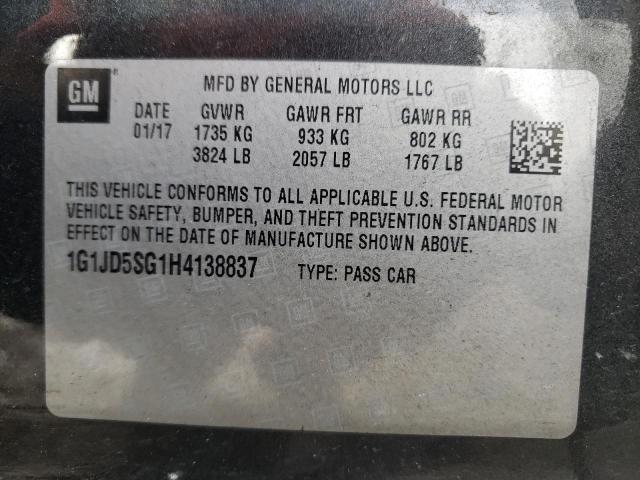 Photo 10 from auction – 2017 CHEVROLET SONIC LT with VIN 1G1JD5SG1H4138837