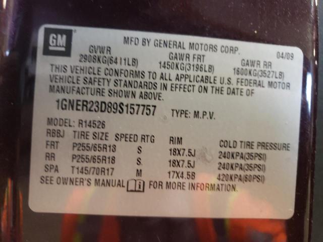 Photo 10 from auction – 2009 CHEVROLET TRAVERSE L with VIN 1GNER23D89S157757