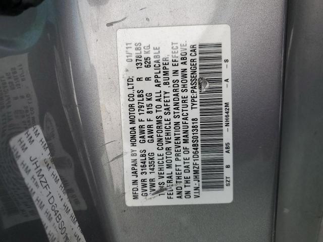 Photo 10 from auction – 2011 HONDA CR-Z EX with VIN JHMZF1D64BS013818