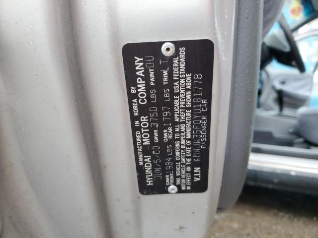 Photo 10 from auction – 2000 HYUNDAI ELANTRA GL with VIN KMHJW35F0YU181778
