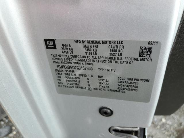 Photo 10 from auction – 2012 CHEVROLET TRAVERSE L with VIN 1GNKVGED7CJ167900
