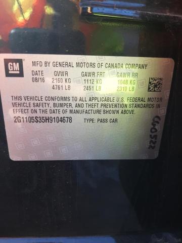 Photo 10 from auction – 2017 CHEVROLET IMPALA LT with VIN 2G1105S35H9104678