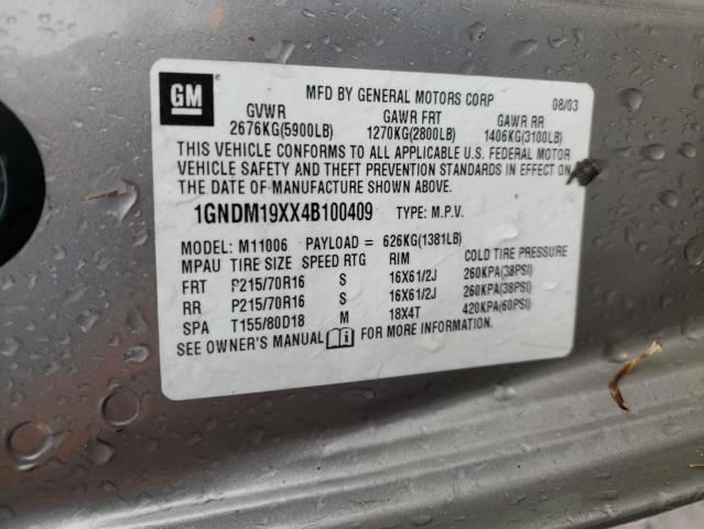 Photo 10 from auction – 2004 CHEVROLET ASTRO with VIN 1GNDM19XX4B100409