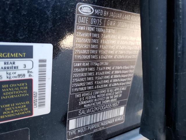 Photo 10 from auction – 2016 LAND ROVER RANGE ROVE with VIN SALWG2KF0GA551657