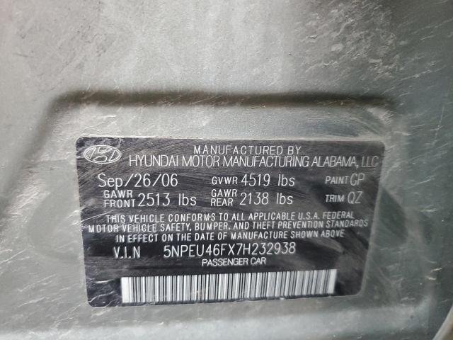 Photo 10 from auction – 2007 HYUNDAI SONATA SE with VIN 5NPEU46FX7H232938