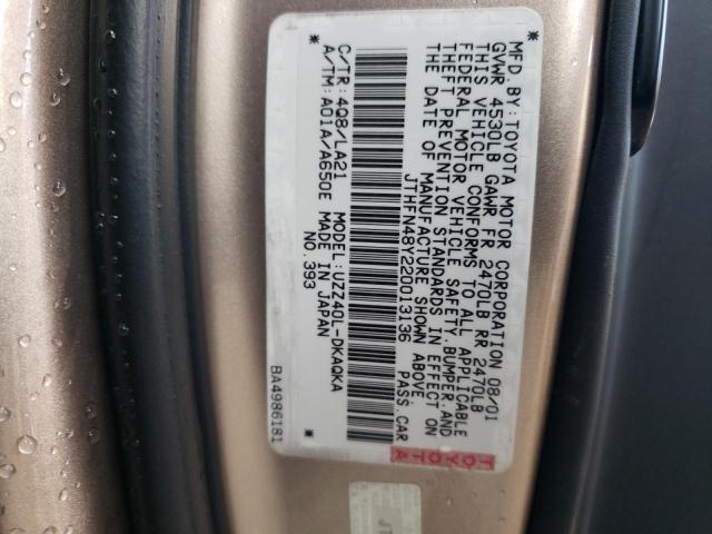 Photo 10 from auction – 2002 LEXUS SC 430 with VIN JTHFN48Y220013136