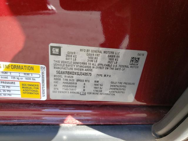 Photo 10 from auction – 2016 BUICK ENCLAVE with VIN 5GAKRBKDXGJ343575