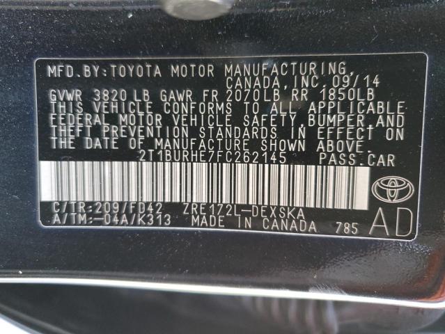 Photo 10 from auction – 2015 TOYOTA COROLLA L with VIN 2T1BURHE7FC262145