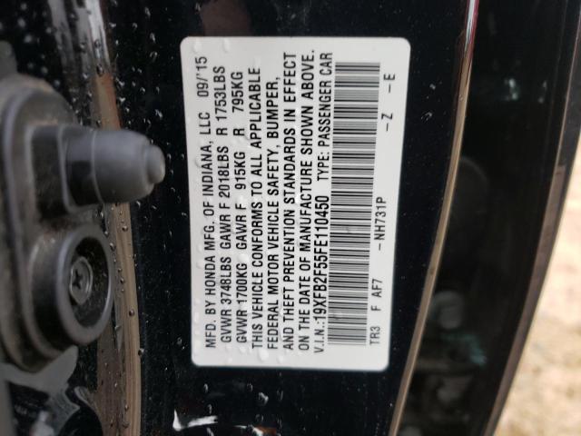 Photo 10 from auction – 2015 HONDA CIVIC LX with VIN 19XFB2F55FE110450