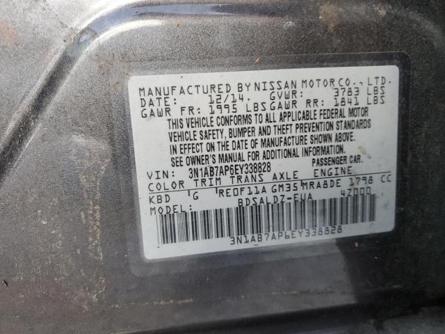 Photo 10 from auction – 2014 NISSAN SENTRA S with VIN 3N1AB7AP6EY338828