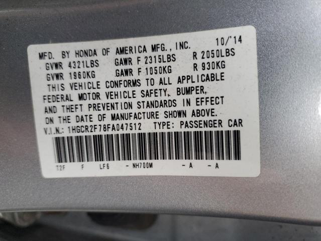 Photo 10 from auction – 2015 HONDA ACCORD EX with VIN 1HGCR2F78FA047512