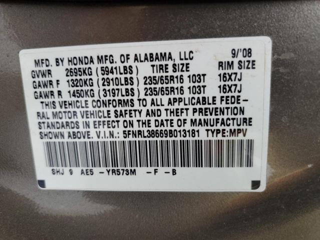 Photo 10 from auction – 2009 HONDA ODYSSEY EX with VIN 5FNRL38669B013181