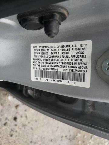 Photo 10 from auction – 2012 HONDA CIVIC LX with VIN 19XFB2F55CE322065