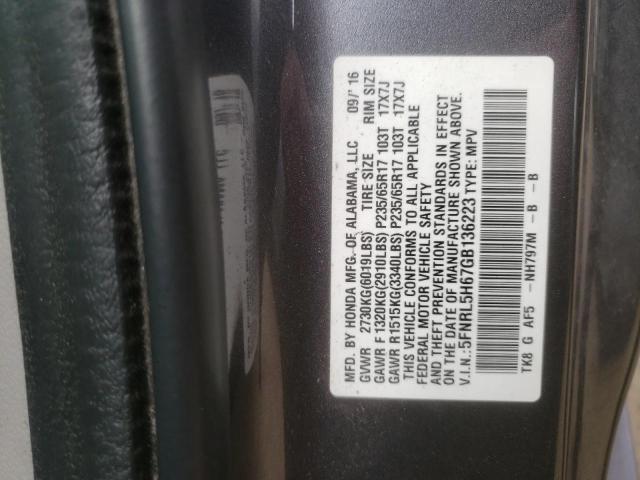 Photo 10 from auction – 2016 HONDA ODYSSEY EX with VIN 5FNRL5H67GB136223