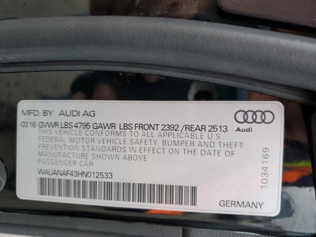 Photo 10 from auction – 2017 AUDI A4 PREMIUM with VIN WAUANAF43HN012533