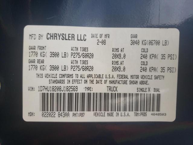 Photo 10 from auction – 2008 DODGE RAM 1500 S with VIN 1D7HU18208J182569