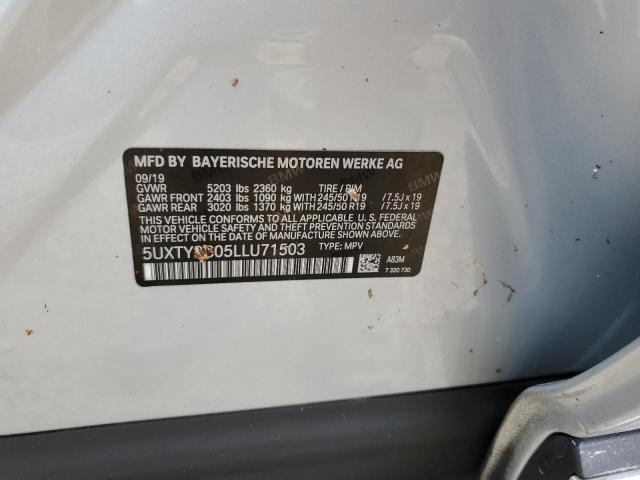 Photo 10 from auction – 2020 BMW X3 SDRIVE3 with VIN 5UXTY3C05LLU71503