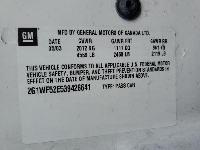 Photo 10 from auction – 2003 CHEVROLET IMPALA with VIN 2G1WF52E539426641